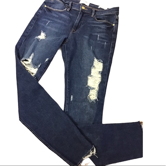 Frame Le High Destroyed/Raw Hem Skinny Jeans - Picture 3 of 10